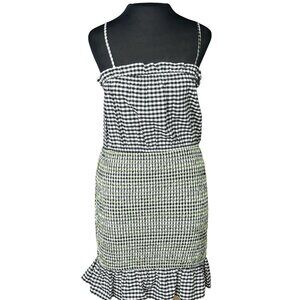 Urban Outfitters Gingham & Tweed Ruffled Mini Dress M Black/White/Green